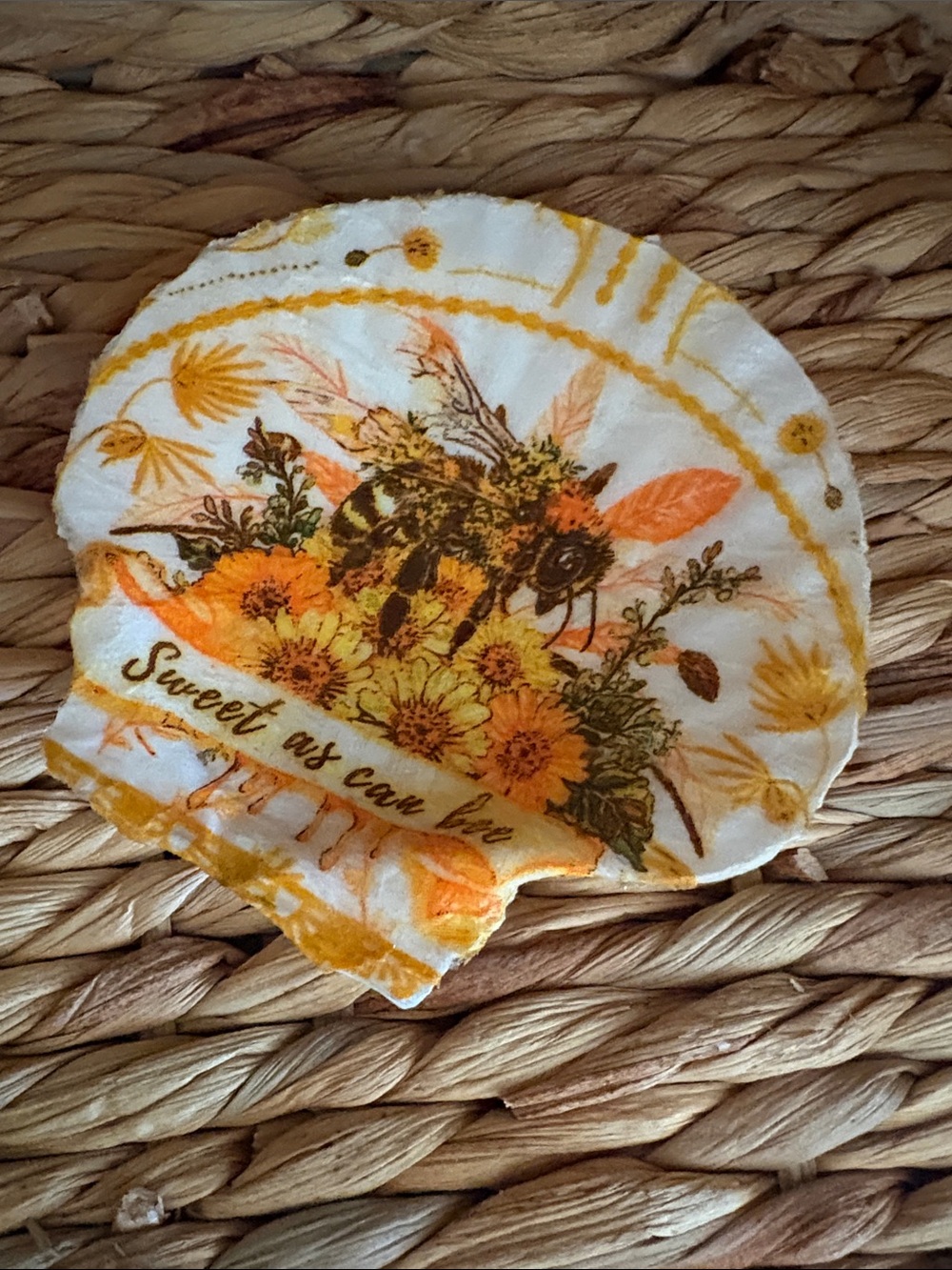 Hand Crafted Yellow and Cream Bee Floral Accent Pillow Cover